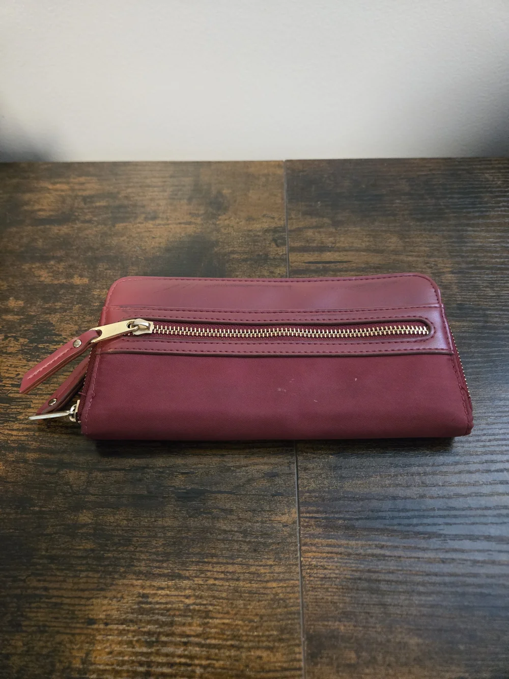 Zip Around Wallet in Deep Burgundy